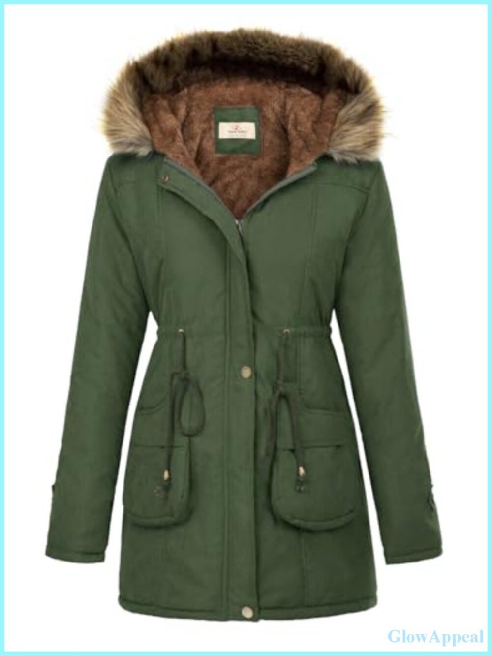 Fleece Lined Hooded Parka Anorak Winter Coat with Faux Fur Trim